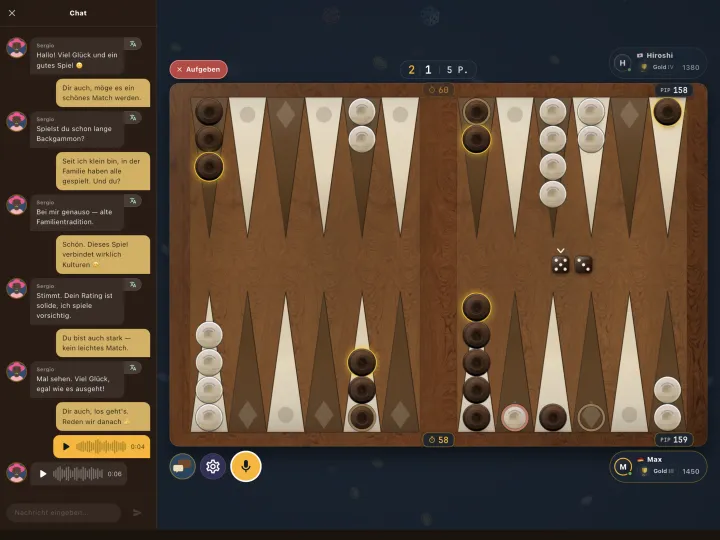 In-game chat with the opponent (iPad)