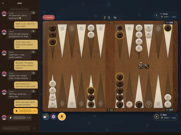 In-game chat with the opponent (iPad)