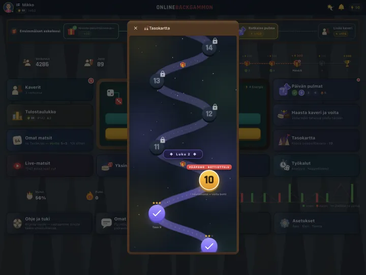 Puzzle level map with daily challenges (iPad)