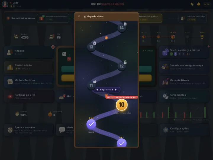 Puzzle level map with daily challenges (iPad)