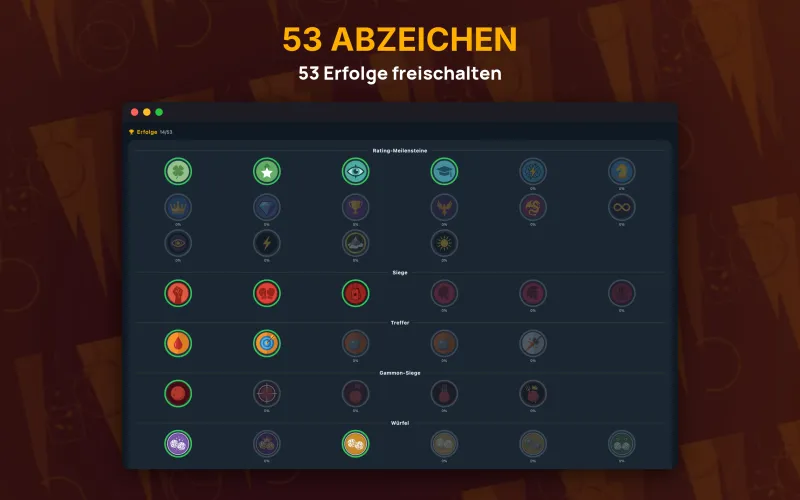 Player profile with achievements (Mac)