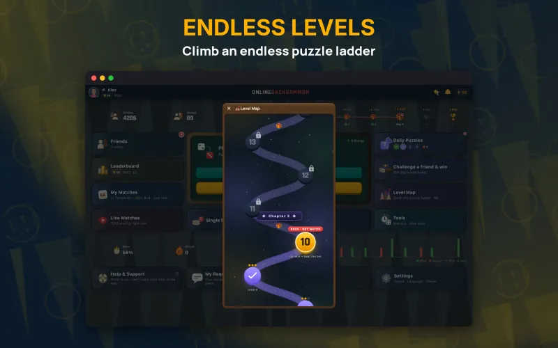 Puzzle level map with daily challenges (Mac)
