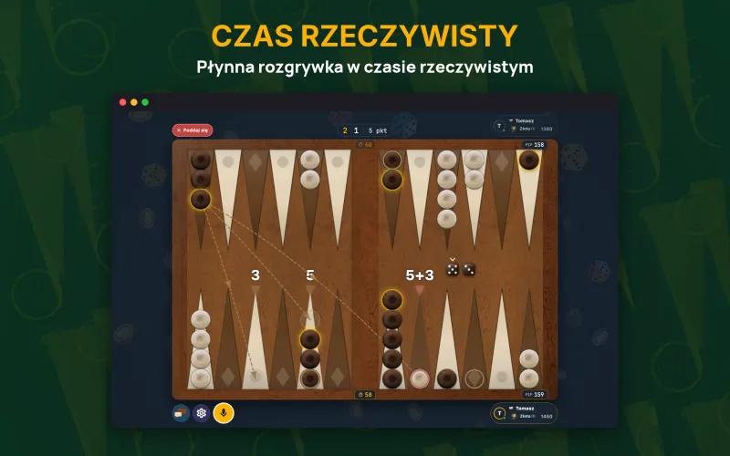 Backgammon board mid-game with the dice rolled (Mac)