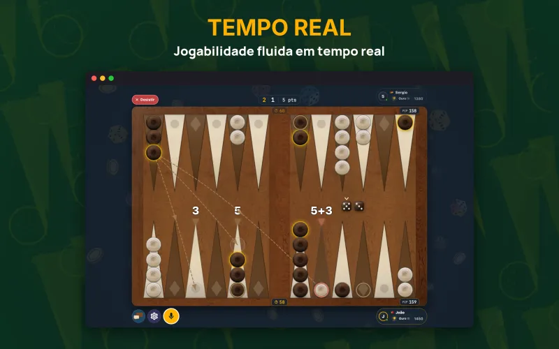 Backgammon board mid-game with the dice rolled (Mac)