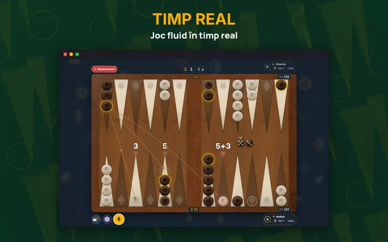 Backgammon board mid-game with the dice rolled (Mac)