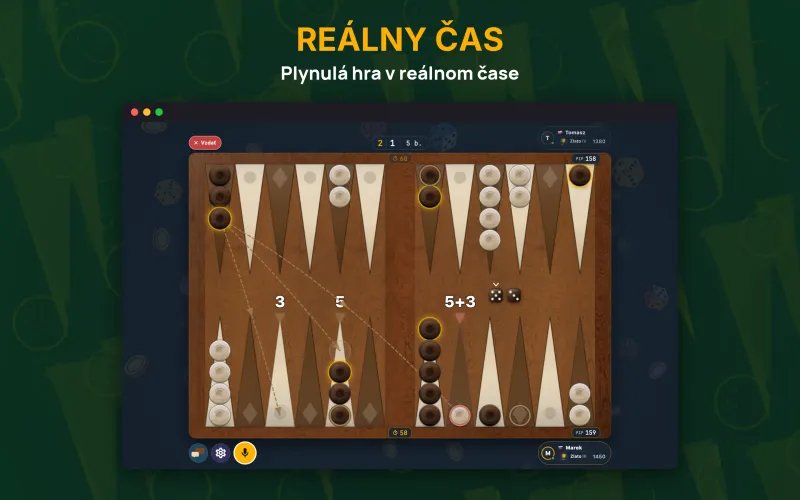Backgammon board mid-game with the dice rolled (Mac)