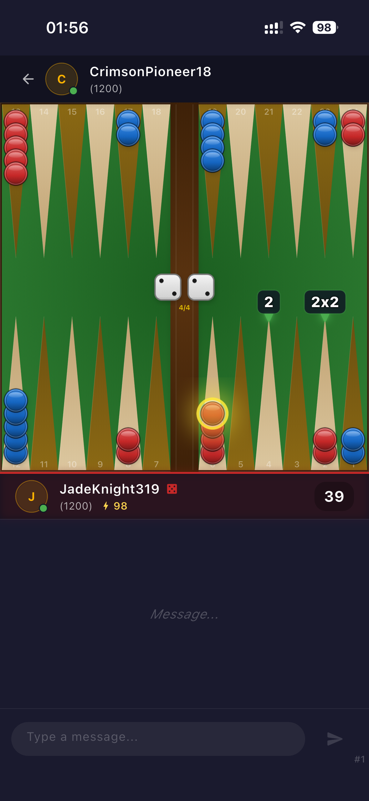 Dice roll and move action