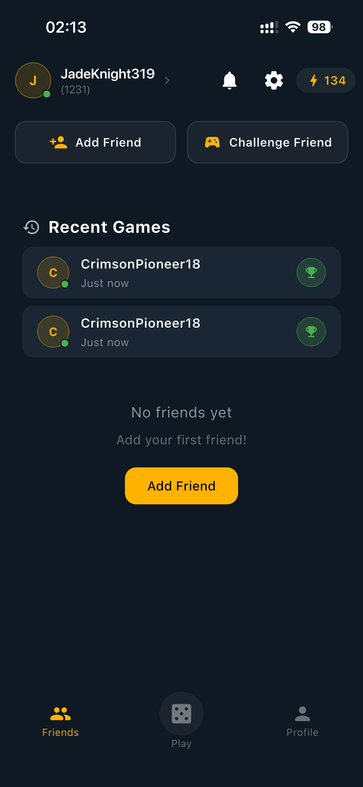 Friend list and social menu