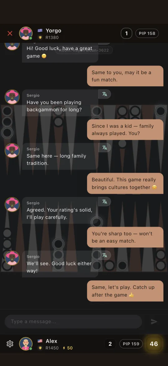 In-game chat with the opponent