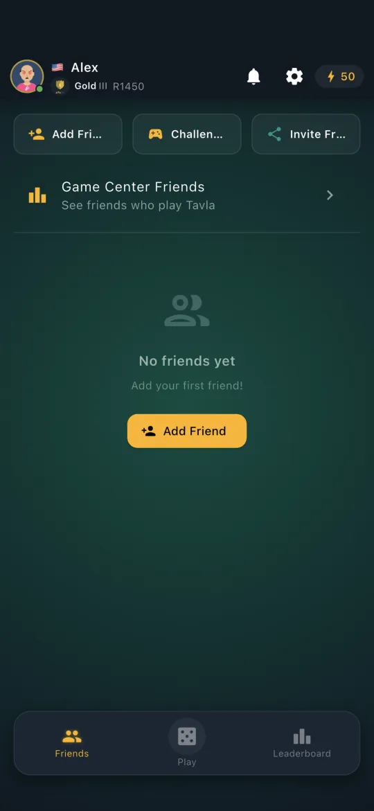 Friends list with invites