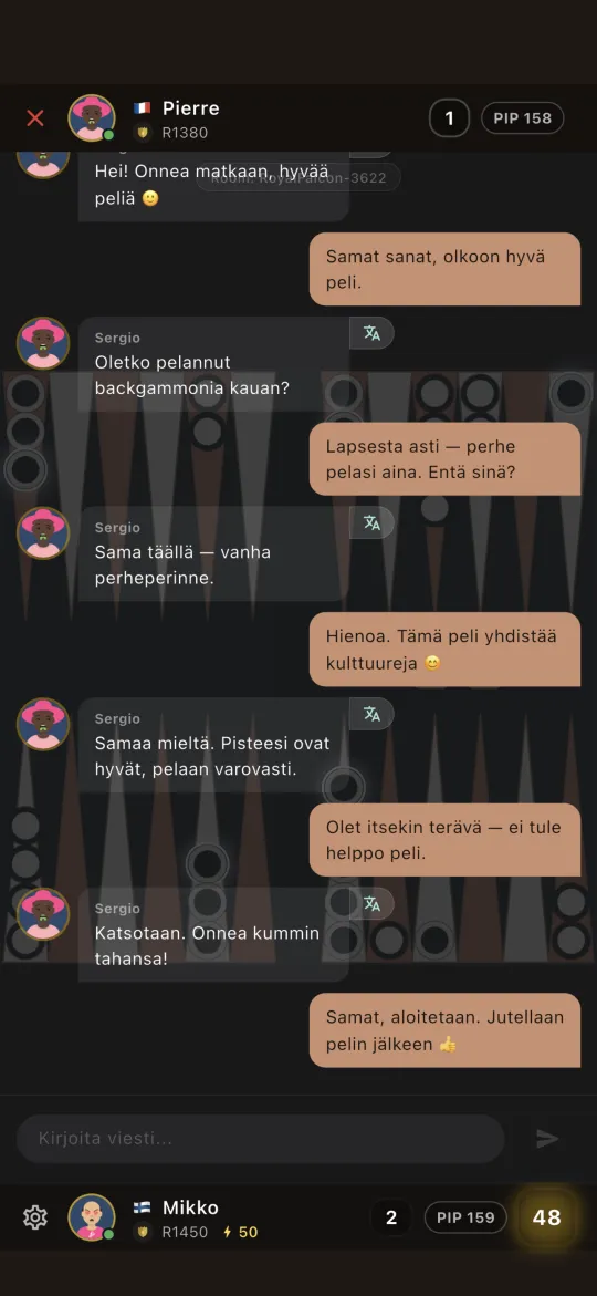 In-game chat with the opponent