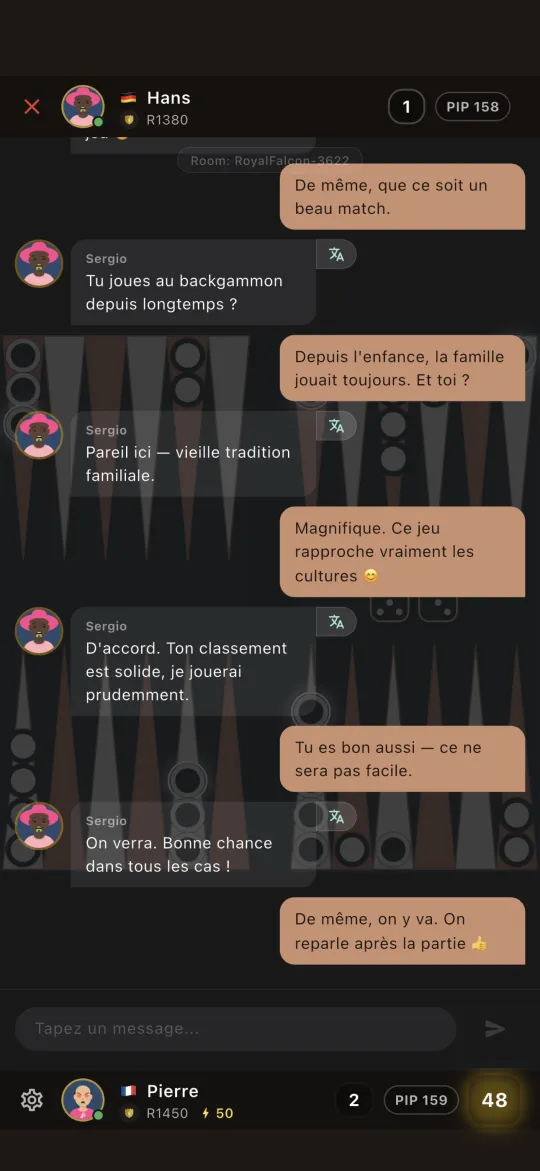 In-game chat with the opponent