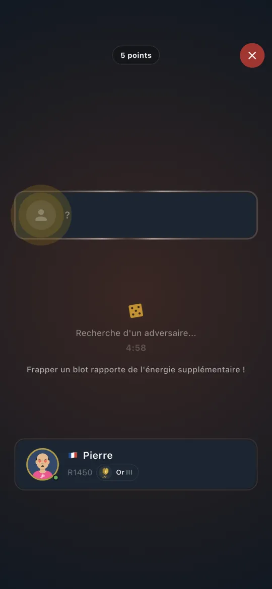 Matchmaking screen searching for an opponent
