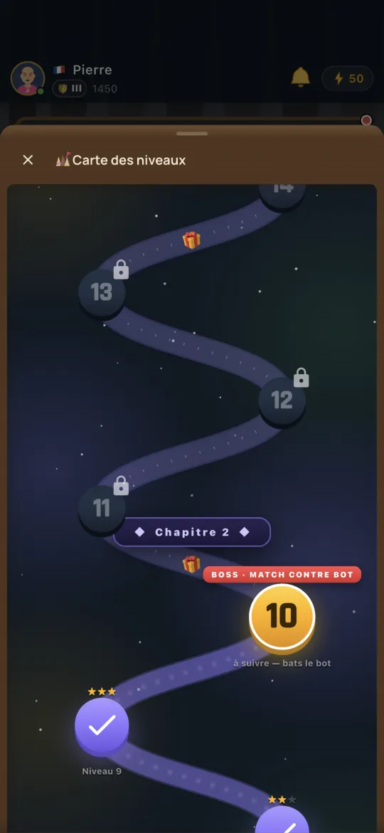 Puzzle level map with daily challenges