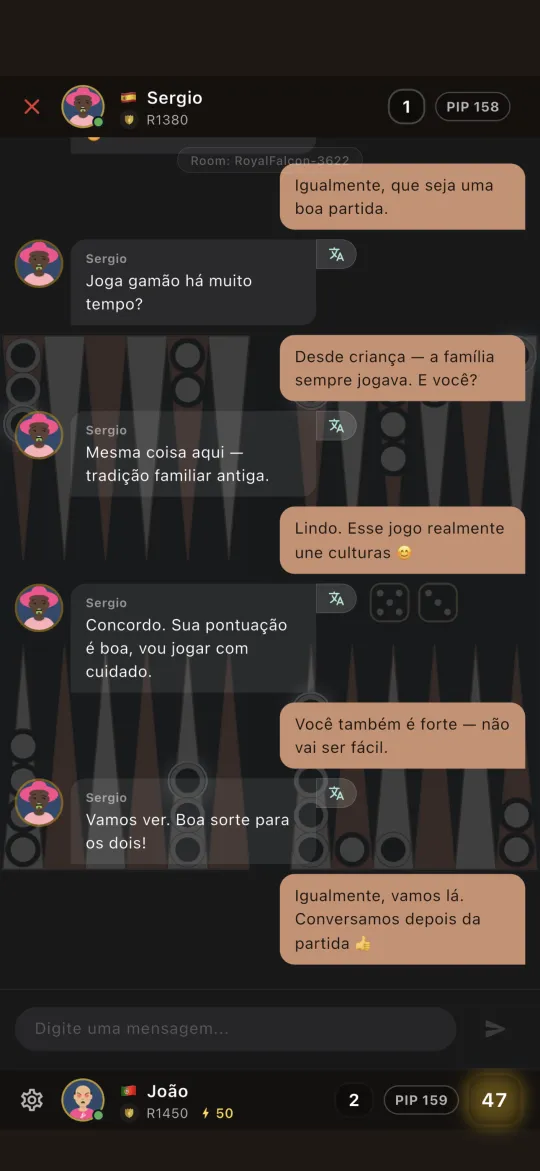 In-game chat with the opponent