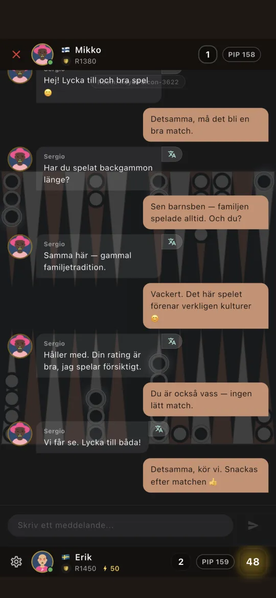 In-game chat with the opponent