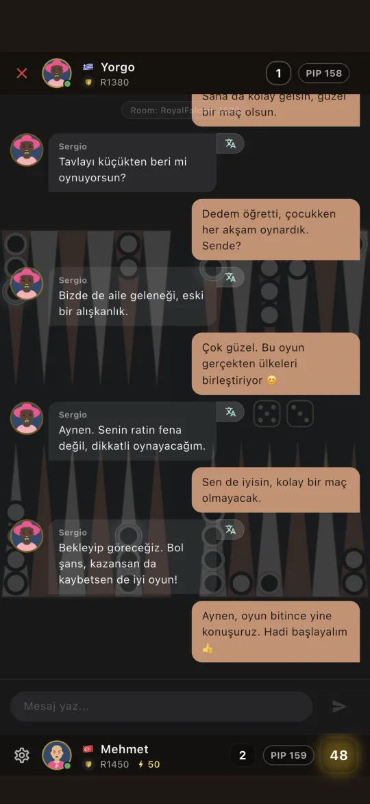 In-game chat with the opponent